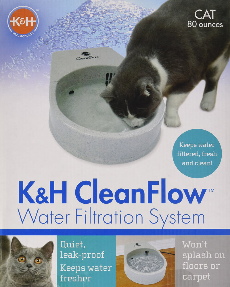 [Australia] - K&H Pet Products CleanFlow Cat Filtered Water Bowl 80oz. Granite 