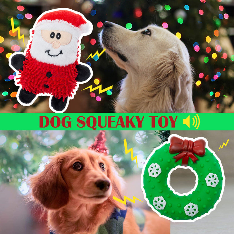 [Australia] - DMISOCHR Christmas Dog Toys - Dog Squeaky Toys & Dog Rope Toys, Safe Rubber/Plush Squeaky Toys, Soft Cotton Chew Toys, Cute Christmas Interactive Toys Box Gifts for Small, Medium, Large Dogs 