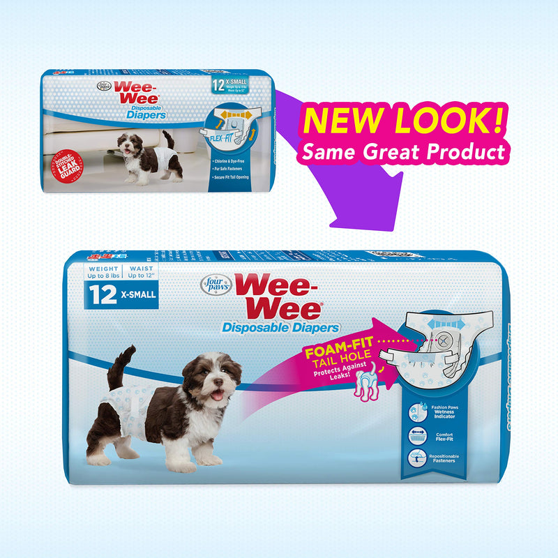 Four Paws Wee-Wee Disposable Dog Diapers 12 Count X-Small - PawsPlanet Australia