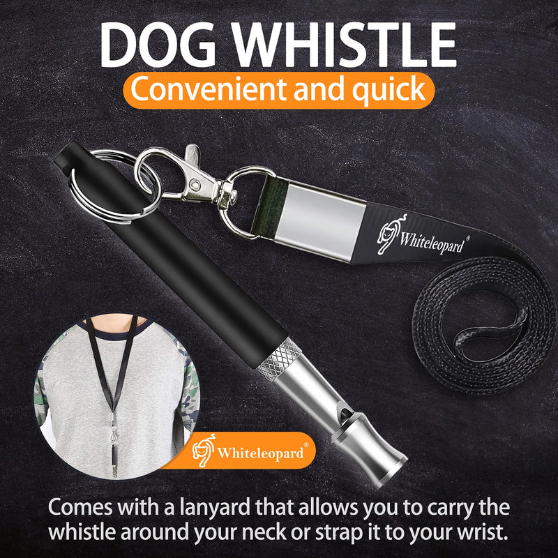 Dog Whistle with Free Lanyard, Adjustable Frequencies Ultrasonic Stainless Steel, Effective Way of Training, Dog Whistles to Stop Barking (Black) - PawsPlanet Australia