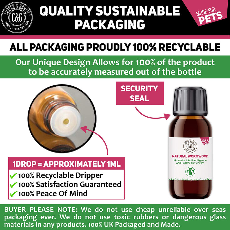 C&G Pets | Natural Worm Wood | Natural Solution For Intestinal Health No Nasty Chemicals | Powerful Colon Cleanse For Dogs, Cats, Poultry, Birds, Ferrets, Rabbits & Pets - PawsPlanet Australia