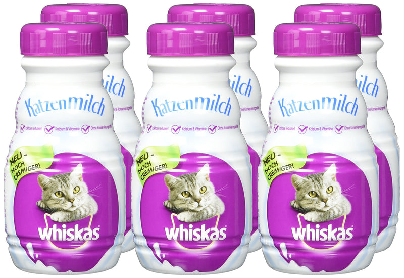 whiskas Cat Milk for Cats from 6 weeks - Delicious Snack for a Happy Cat - Lactose-free and Easily Digestible - Different Sizes 6 Flaschen à 200ml - PawsPlanet Australia