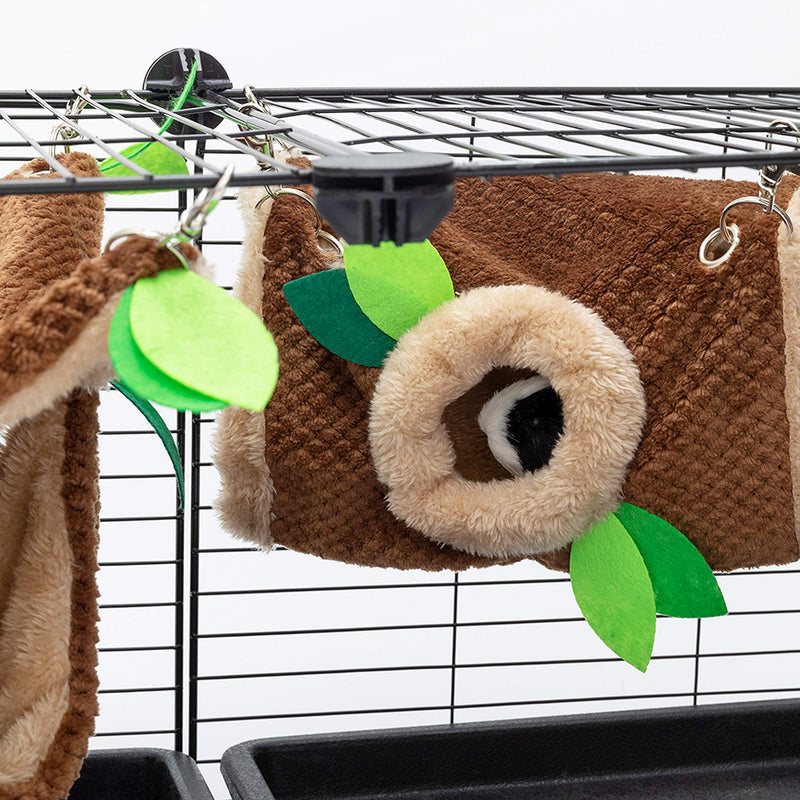 DMISOCHR Small Animal Hammock - Hanging Bunkbed Hammock & Tunnel Cage for Ferret Hamster Parrot Rat Guinea-Pig Mice Chinchilla Flying Squirrel - Warm Plush Cage Hideout Swing Pet Hammock - PawsPlanet Australia