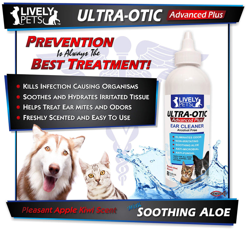 Lively Pets Dog Ear Cleaner and Ear Infection Treatment - Ear Mites, Yeast & Fungal Infections - Broad Spectrum Veterinary Formula - PawsPlanet Australia