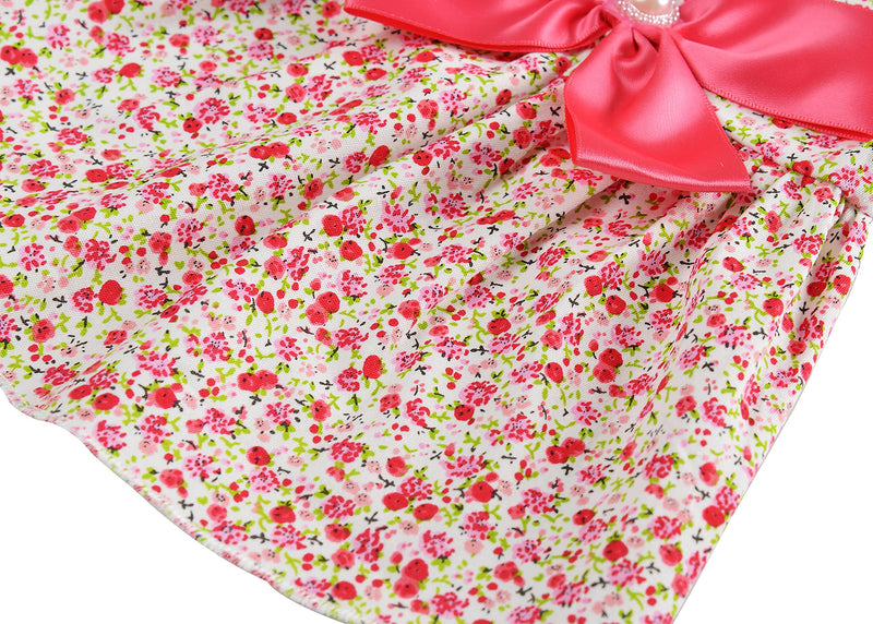 MSNFOASM Puppy Dog Dress,Thin Cute Floral Princess Ribbon Skirt for Small Dogs Cats for Summer XXS(Chest12",Back10") Light Pink - PawsPlanet Australia