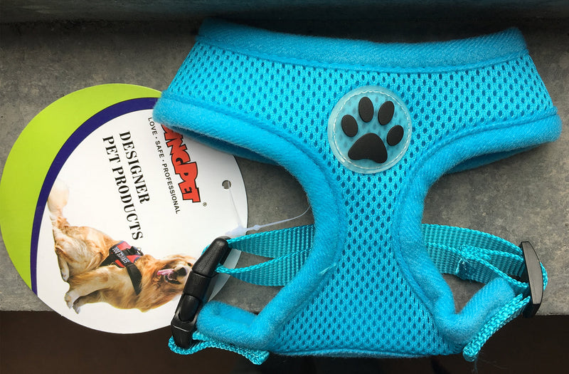 BINGPET Soft Mesh Dog Harness Pet Walking Vest Puppy Padded Harnesses Adjustable XS Aqua - PawsPlanet Australia