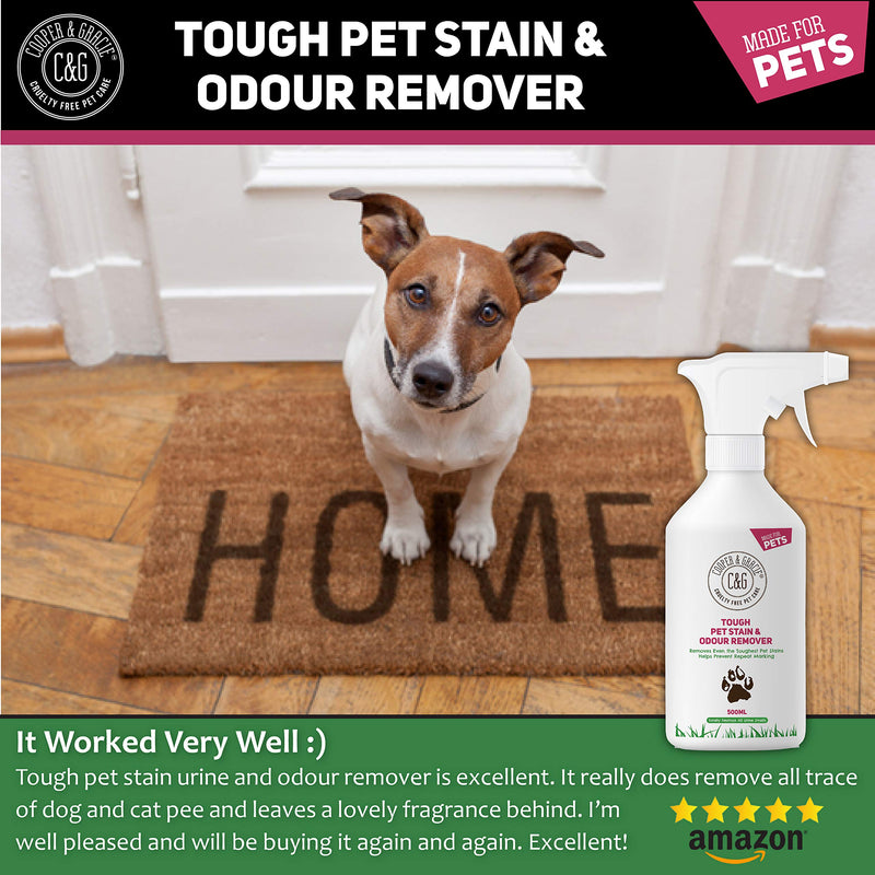 C&G Pets |Tough Pet Stain Urine and Odour Remover 500 ML | Cat and Dog Formula | High Count Bacteria Natural Enzymes Cleaner | Anti-Bacterial Anti-Fungal Prevents Marks Destroys Organic Stains 500 ml (Pack of 1) - PawsPlanet Australia