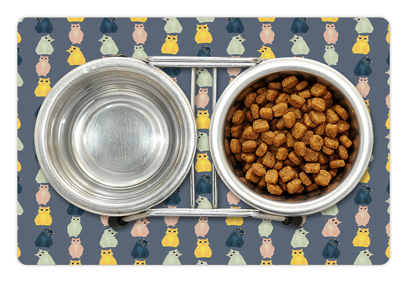 Ambesonne Cats Pet Mat for Food and Water, Colorful Pattern with Young Baby Kitties in Different Poses Domestic Friendly Kittens, Rectangle Non-Slip Rubber Mat for Dogs and Cats, Multicolor - PawsPlanet Australia