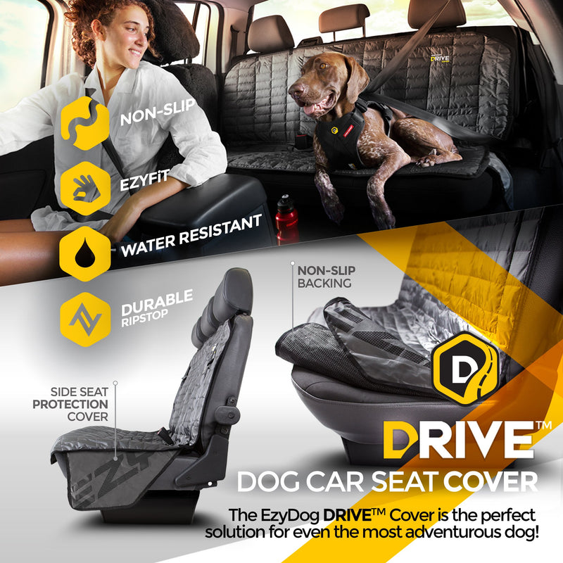 [Australia] - EzyDog Drive Dog Car Seat Cover - Water Resistant Nylon and Non-Slip Seat Backing for Superior Comfortability and Safety - Easy to Install and Clean Pets and Everyday Use 