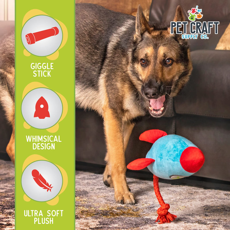 Pet Craft Supply Jiggle Giggle Dog Toys Funny Cute Giggling Sound Wiggly Shaking Tug Fetch Soft Chew Cuddle Plush Interactive Big Dog Toy for Medium to Large Breeds Multipack Boredom Relief Alien & Spaceship - PawsPlanet Australia
