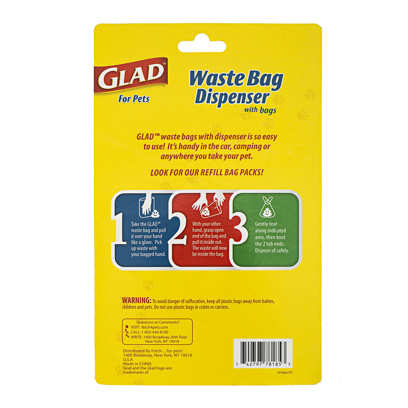 Glad for Pets Dog Waste Bags and Dog Poop Bag Dispenser, Scented and Unscented - Large Heavy Duty Pet Waste Bags, 15 Bags Per Roll - Poop Bags for Dogs, Waste bags for Dogs, Dog Bags for Poop 30 Count Unscented - With Dispenser - PawsPlanet Australia