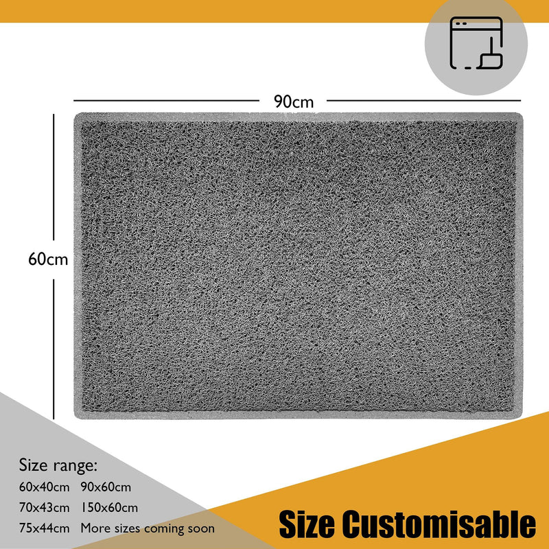 Nicoman PAW Shape Cat Litter Box Mat, Dog Food Feeding Tray Matt, Non-Slip, Easy Clean, Washable(90x60cm,Large),GREY Large PAW (90x60cm) Grey - PawsPlanet Australia