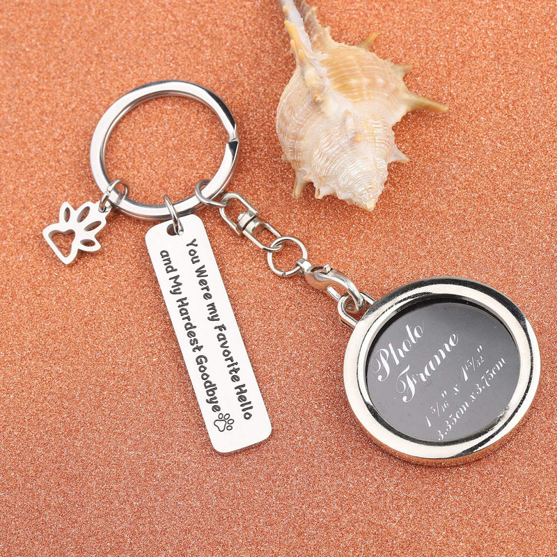 [Australia] - LQRI Pet Memorial Jewelry You are My Favorite Hello and My Hardest Goodbye Keychain Loss of Pet Gift in Memory of Beloved Dog or Cat (Photo Frame Keychain) 