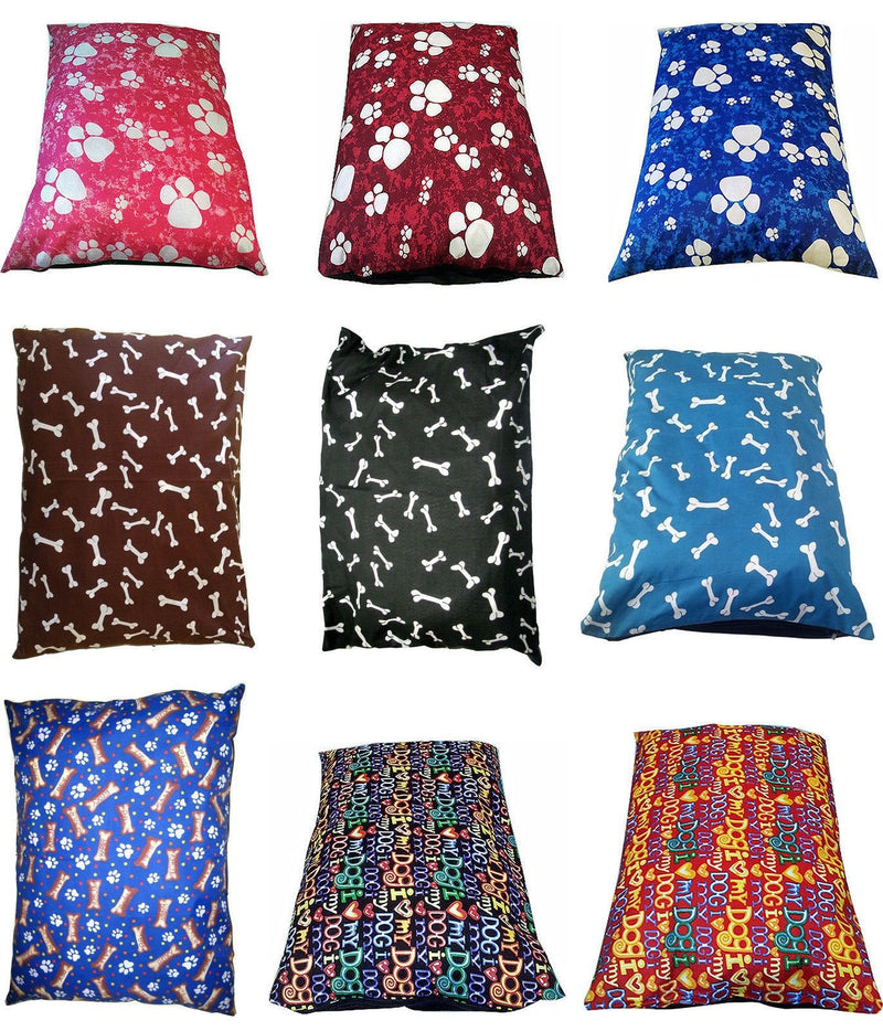 NEW Medium (28" x 18") DOG BED Filled Cushion / Pillow- Washable Cover & Removable ZIP - Non Allergenic Poly Cotton- Random Patterns - PawsPlanet Australia