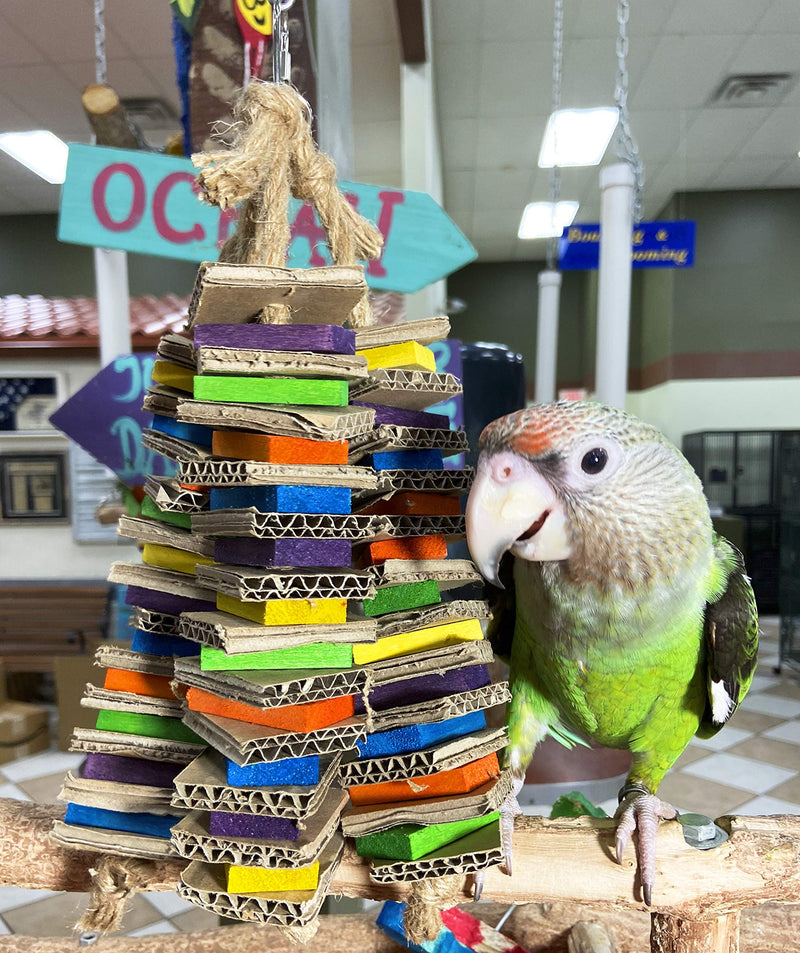 Birds LOVE Chew-Tastic Tower of Shredded Fun for African Greys, Amazons, Eclectus, Cockatoos, Macaws and Similar Sized Birds Small Triple Chew - PawsPlanet Australia