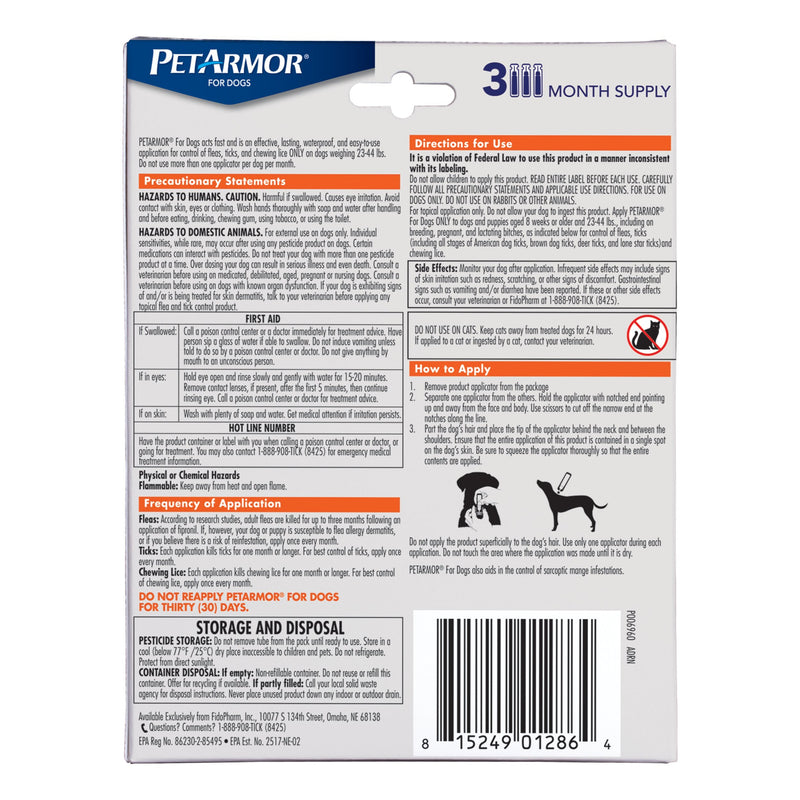 PetArmor for Dogs, Flea and Tick Treatment for Medium Dogs (23-44 Pounds), Includes 3 Month Supply of Topical Flea Treatments - PawsPlanet Australia