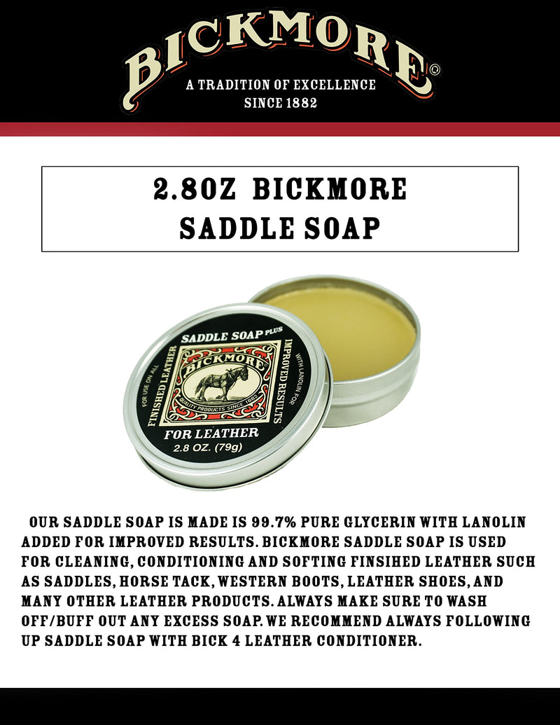 [Australia] - Bickmore Saddle Soap Plus - 2.8oz - Leather Cleaner & Conditioner with Lanolin - Restorer, Moisturizer, and Protector 2.8 oz 