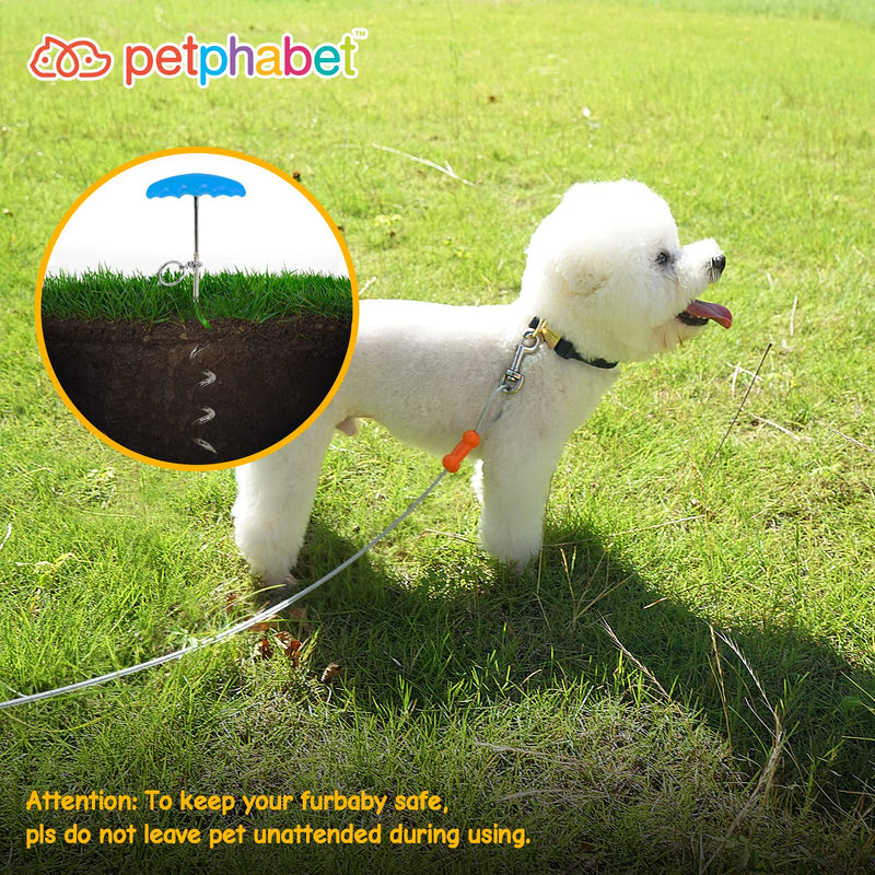 petphabet 20ft cable leash for dogs up to 45kg, pet tie-out leashes, tie-out cable heavy duty dogs chain leashes for dogs 6 silver small - PawsPlanet Australia