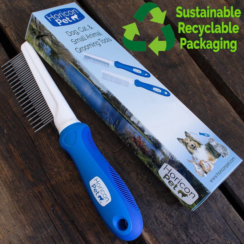 Horicon Pet Detangling Grooming Comb with Long & Short Stainless Steel Metal Teeth - Dogs, Cats & Small Animals for Removing Matted Fur, Knots & Tangles - PawsPlanet Australia