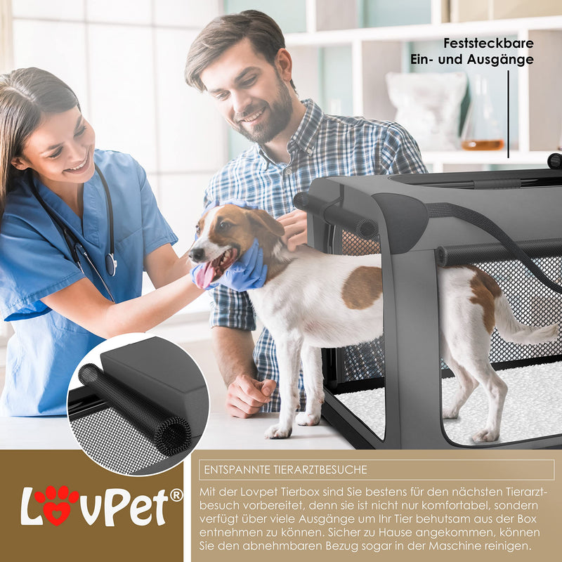 Lovpet® dog box foldable dog transport box including dog bowl S 49.5x34.5x35cm transport bag dog bag transport box for pets, dogs and cats pet transport box anthracite - PawsPlanet Australia