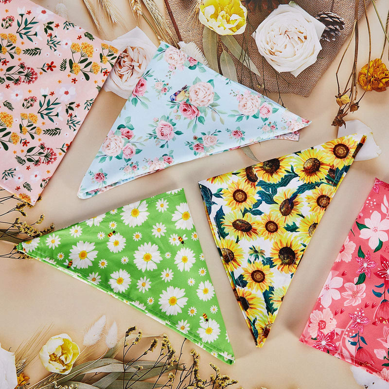 8 Pieces Floral Dog Bandana Spring Flower Pet Triangle Bib Scarf Daisy Rose Pet Bandana Washable Adjustable Dog Kerchief Suitable for Most Dogs and Cats (Cute Pattern) - PawsPlanet Australia