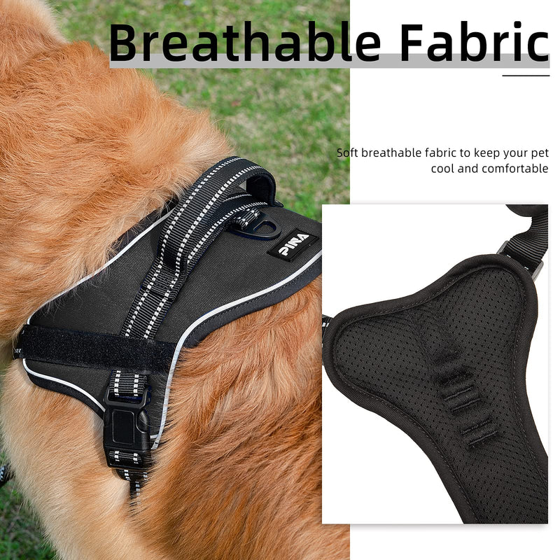 PINA No Pull Dog Harness for Large Dogs, Reflective Dog Vest Harness with Dog Leash, Adjustable Oxford No Choke Pet Harness with Front Clip & Easy Control Handle - Black / L L(Neck:16-23" ; Chest:20-36") - PawsPlanet Australia