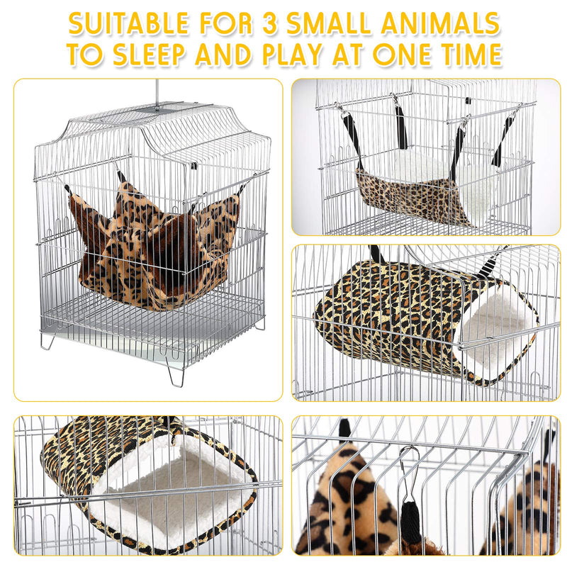 Boao 3 Pieces Small Pet Cage Hammock Rat Hammock Bed Small Animal Hanging Hammock Hanging Tunnel Cage Leopard Hammock Bed Nest Sleeper for Hamster Ferret Small Animals - PawsPlanet Australia