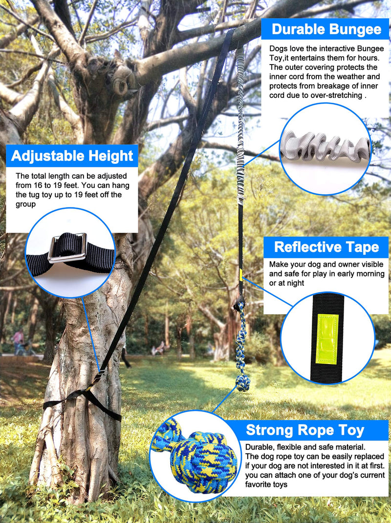 [Australia] - LOOBANI Dog Outdoor Bungee Hanging Toy,Interactive Tether Tug Toy for Pitbull & Small to Large Dogs to Exercise & Solo Play,Durable Tugger for Tug of War 1 Set 
