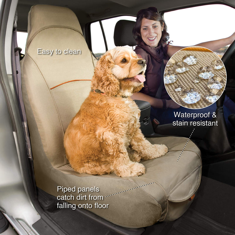 [Australia] - Kurgo CoPilot Bucket Seat Cover for Dogs —Waterproof, Stain Resistant & Machine Washable Khaki 