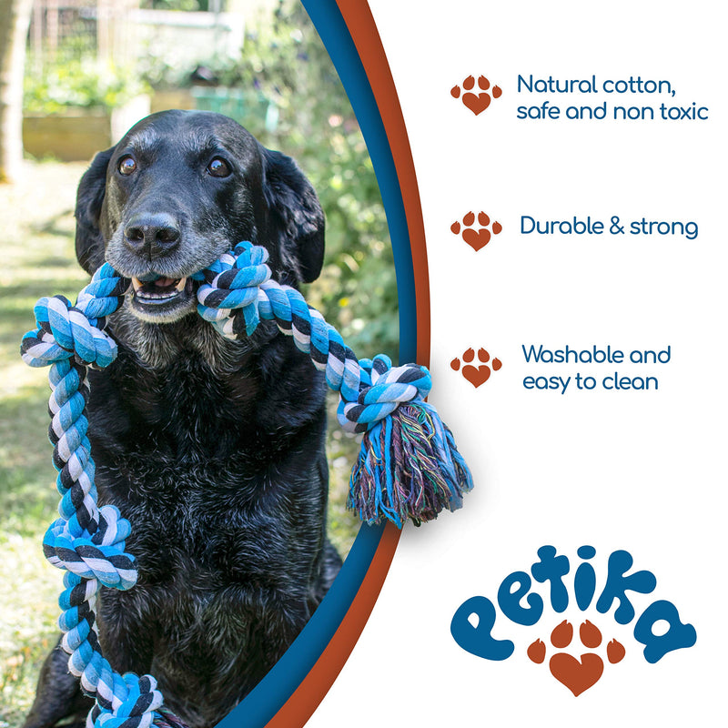 Petika XL 33inch Premium Dog Rope Toys for Strong Large Dogs,Training Rope Toy for Aggressive Chewers,Durable Rope Chew Toy for Bored Aggressive Chewer Dogs,Tug of War Rope Toy Large Breeds Blue - PawsPlanet Australia