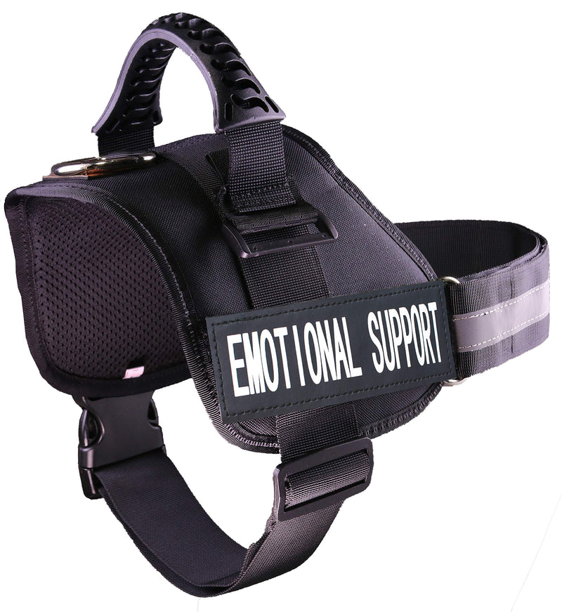[Australia] - ALBCORP Emotional Support Dog Vest - Reflective Harness with Adjustable Straps and 2 Hook and Loop Removable Patches, Woven Polyester & Nylon, Comfy Mesh Padding, Sturdy Handle. Size/Color Variation. XL 33"-44.5" Girth Black 