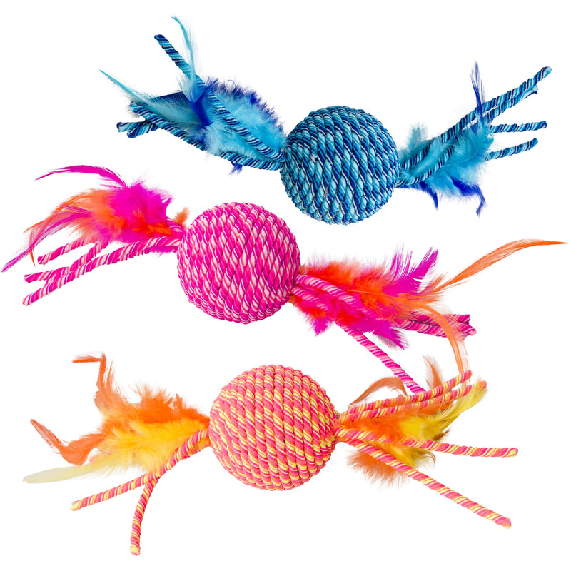 [Australia] - SPOT Ethical Pets 52072 Elasteeez Ball/Feathers Pet Feather Toys 