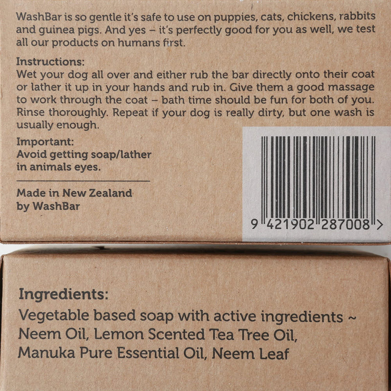 WashBar Natural Dog Soap Bar - Natural Dog Shampoo Bar and Dog Shampoo For Dry Itchy Skin, Bar is Easier to Use Than Liquid Pet Shampoo With No Plastic Bottle Waste, 3.5oz - PawsPlanet Australia