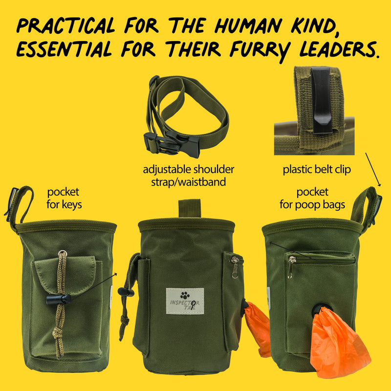 INSPECTOR TAIL Dog Treat Bag with Quick Access to Snacks Toys & Built-in Poop Bag Dispenser/Convenient to Use with 3 Ways to Wear for Training Traveling & Walking - PawsPlanet Australia