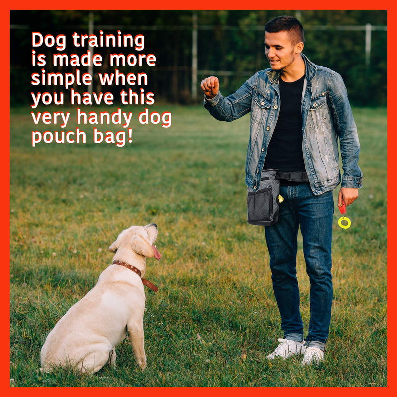 4 Pack Dog Treat Training Pouch Bag - Waterproof with Adjustable Belt & Shoulder Strap Dog Walking Travel Accessories - with Collapsible Water Bowl, Poop Dispenser Bag, Dog Clicker & a Tennis Ball! - PawsPlanet Australia