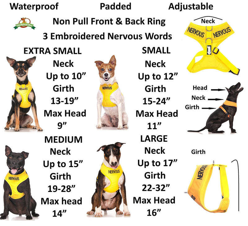 [Australia] - Dexil Limited Nervous (Give Me Space) Yellow Color Coded Non-Pull Front and Back D Ring Padded and Waterproof Vest Dog Harness Prevents Accidents by Warning Others of Your Dog in Advance Large Harness 22-32inch Chest/Girth 