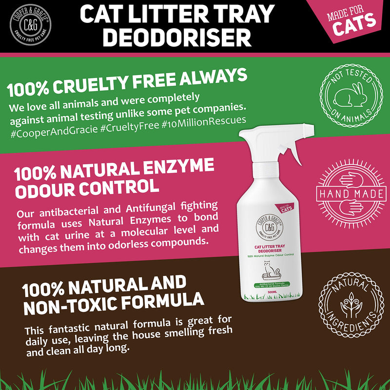 C&G Pets | CAT LITTER TRAY DEODORISER 500ML | 100% CRUELTY FREE FAST ACTING FORMULA | NEUTRALIZES BAD ODOUR | ANTIBACTERIAL AND ANTIFUNGAL | NATURAL ENZYMES | BONDS WITH CAT URINE - PawsPlanet Australia