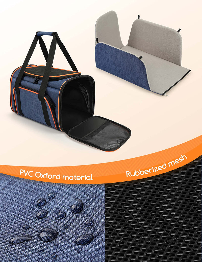 Cat Carrier, Meowant Airline Approved Pet Travel Carrier, Removable Mat and Breathable Mesh, Foldable&3 Sides Extendable Cat Carrier Bag for Cats, Small dogs or Small Animals, with Shoulder Strap - PawsPlanet Australia