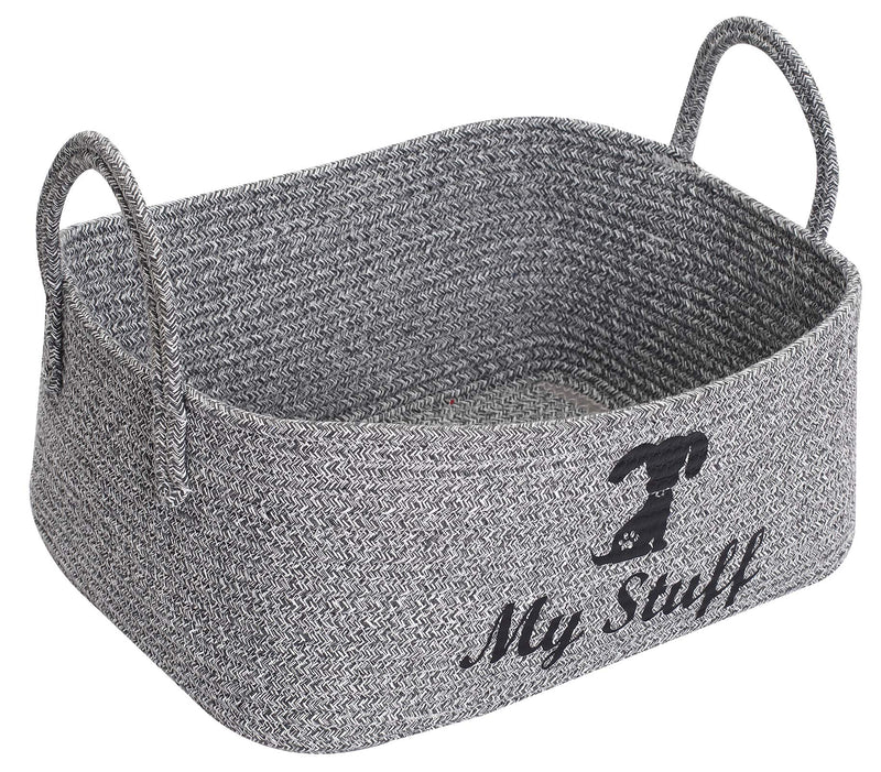 Geyecete Dog Toys Rope weave Basket weave Rope Storage Basket Pet Toy Box Dog basket Storage Basket Basket Dog Toy Storage Basket-Mixed Gray Mixed Gray - PawsPlanet Australia