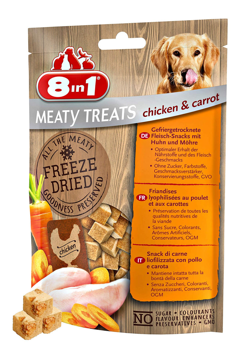 8in1 Meaty Treats for Dogs - Cubes of Freeze Dried Chicken and Carrots, 50 g Chicken and Carrot - PawsPlanet Australia