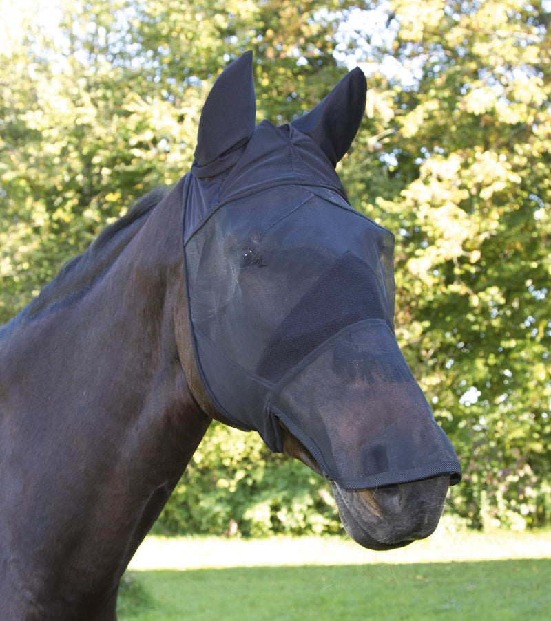 Kerbl Notch fly protection mask fino stretch blue tight fitting elastic warmblood / thoroughbred - PawsPlanet Australia