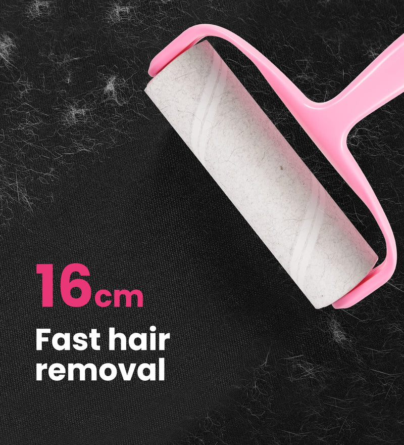 Lint roller 4 rolls with 1 dispenser 1 dust cover, 16cm extra large pet hair remover, lint roller animal hair suitable for clothing, hair, cat hair, dog hair, sofas, carpets, 60 sheets/roll pink - PawsPlanet Australia