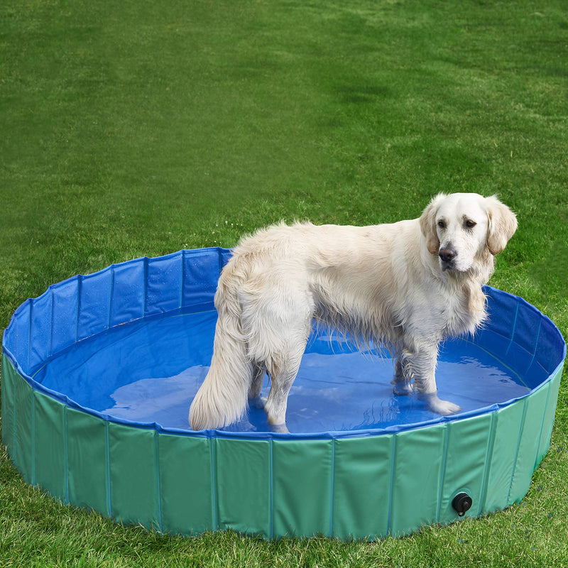 Pet Mania - XL Green Foldable Pet Swimming Paddling Pool for Dogs - 160x30cm - PawsPlanet Australia