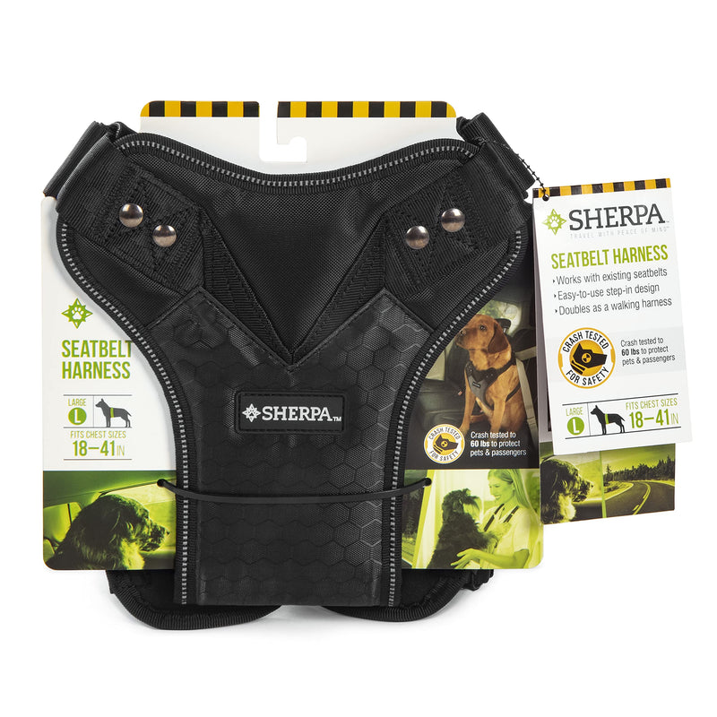 Sherpa Crash-Tested Multi-Purpose Seat Belt Dog Harness, Black, Size L Large Crash-Tested Dog Harness - PawsPlanet Australia