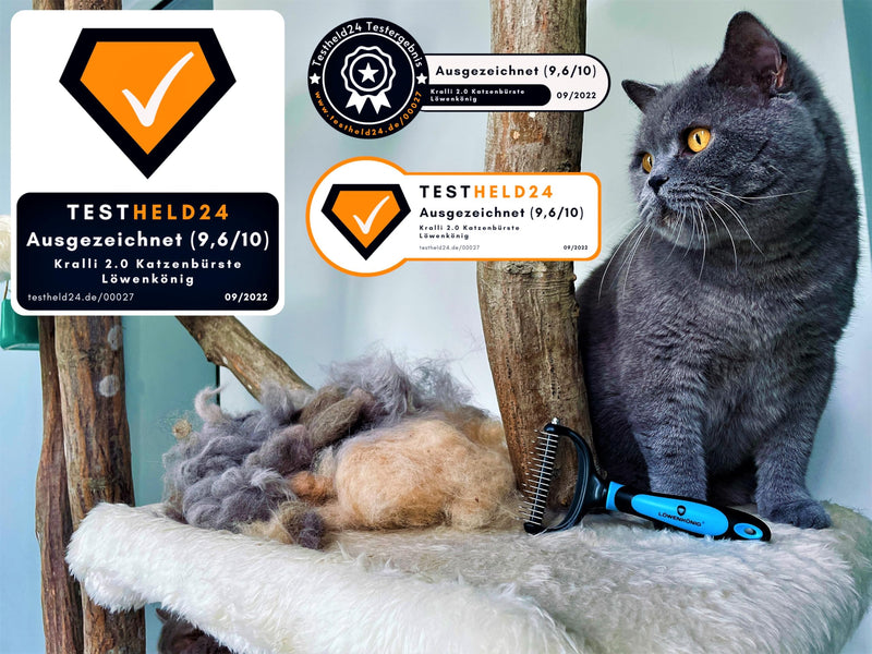 LÖWENKÖNIG® KRALLI 2.0 [Improved undercoat brush 2024] for fur from 1.5cm I Extremely effective undercoat comb easily removes undercoat and tangles + top hair protection | Ideal for thinning - PawsPlanet Australia