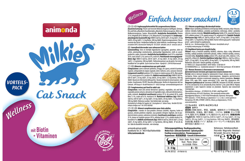 animonda Milkies Wellness, grain-free crunchy pillows for cats, cat snack, 6 x 120 g - PawsPlanet Australia