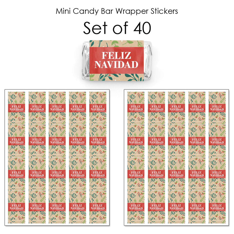 Big Dot of Happiness Feliz Navidad - Mini Candy Bar Wrapper Stickers - Holiday and Spanish Christmas Party Small Favors - 40 Count - PawsPlanet Australia