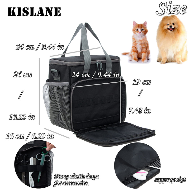 KISLANE Pet Grooming Tote Bag, Cat Grooming Tools Organizer Bag, Dog Grooming Supplies Organizer Storage for Pets Grooming Kit and Dog Wash Shampoo Accessories(Bag Only) Black - PawsPlanet Australia