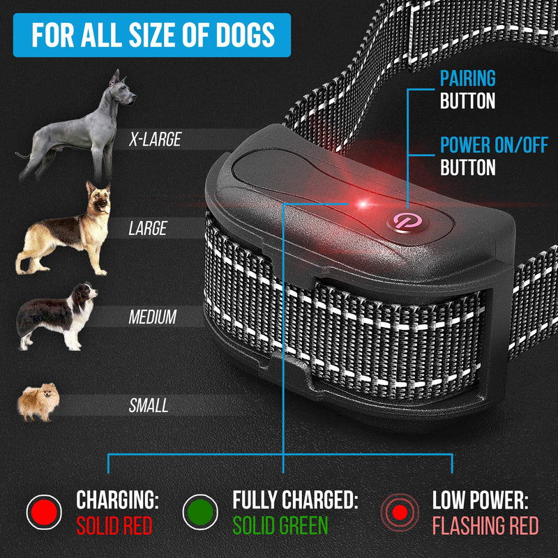 [Australia] - Yox Waterproof Dog Bark Collar with Remote - 1200 Foot Range for Dogs 15-100 LBS - 3 Training Modes, Adjustable Levels, Locking Keypad 