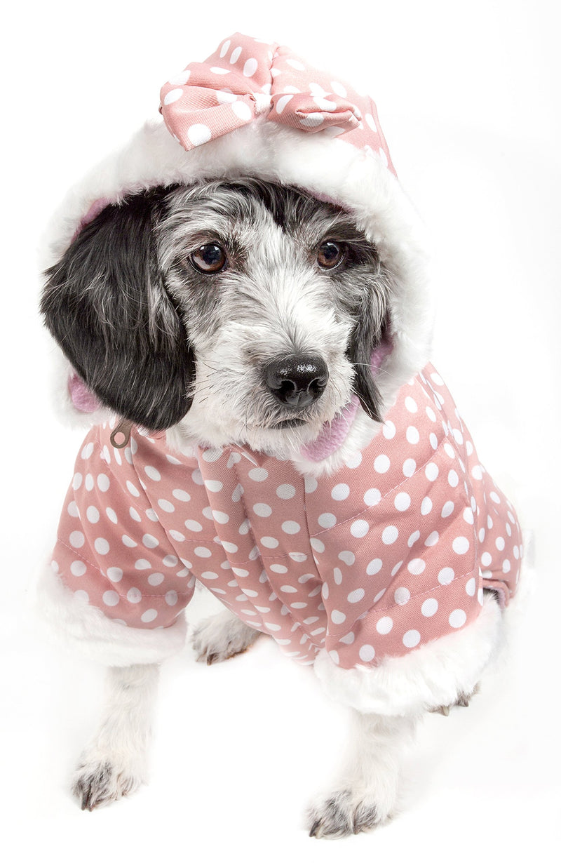 Polka-Dot Couture-Bow Pet Hoodie Sweater Pink Polka Small - PawsPlanet Australia